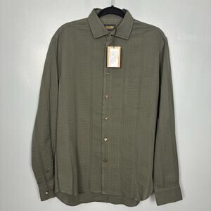 NWT Circle Of Friends C.O.F. Pine Green Maui Stripe Long Sleeve Shirt Medium